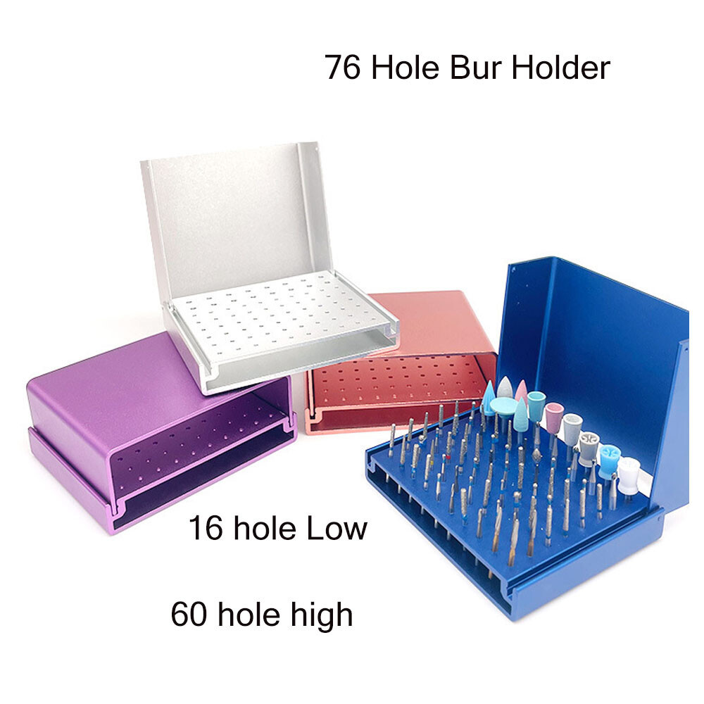 76 Holes Dental FG Bur Endo File Holder Stand Autoclave Disinfection Case Box