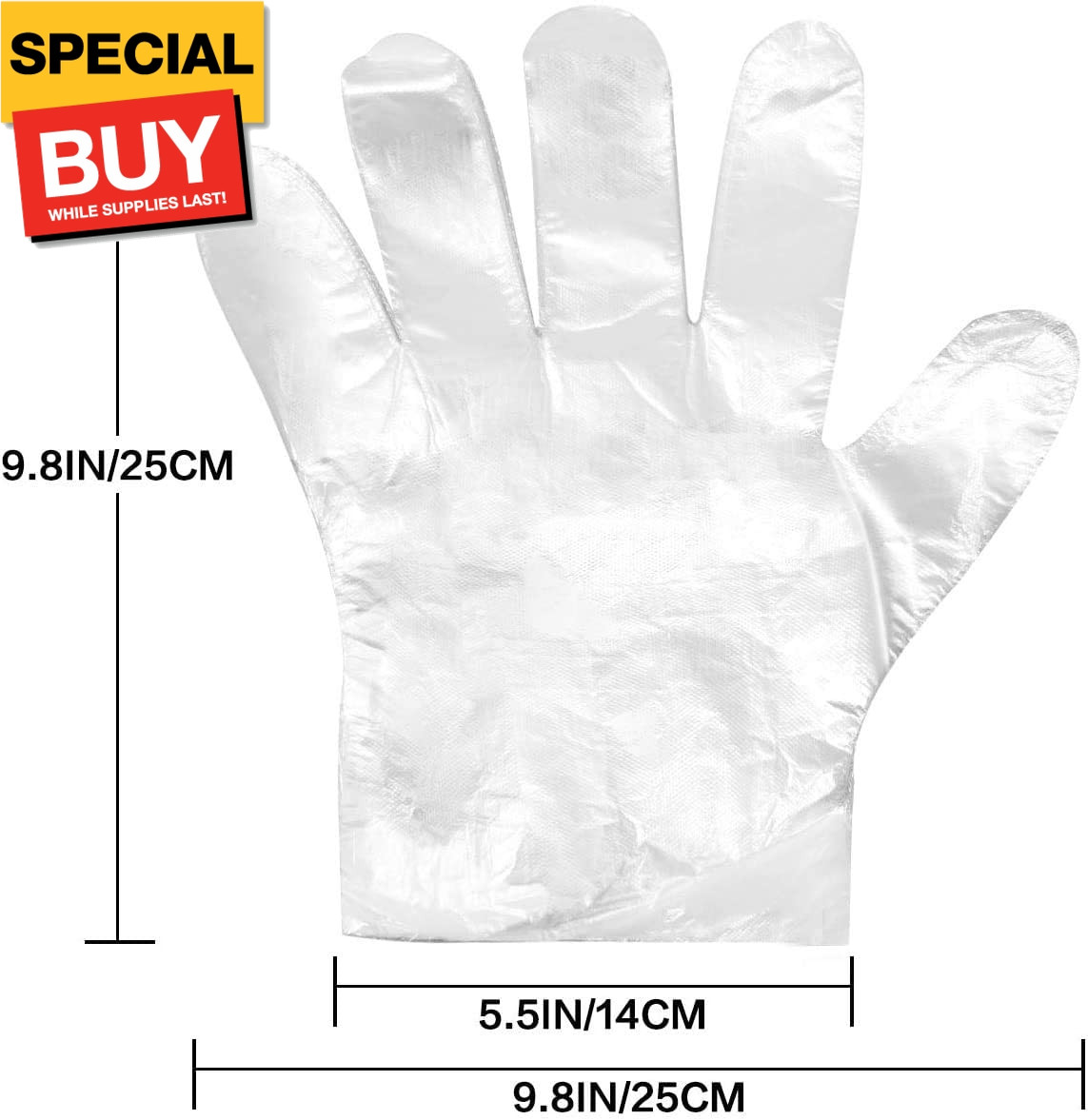 100pcs Disposable Plastic Gloves, Latex Free Powder Free Clear Polyethylene Hand