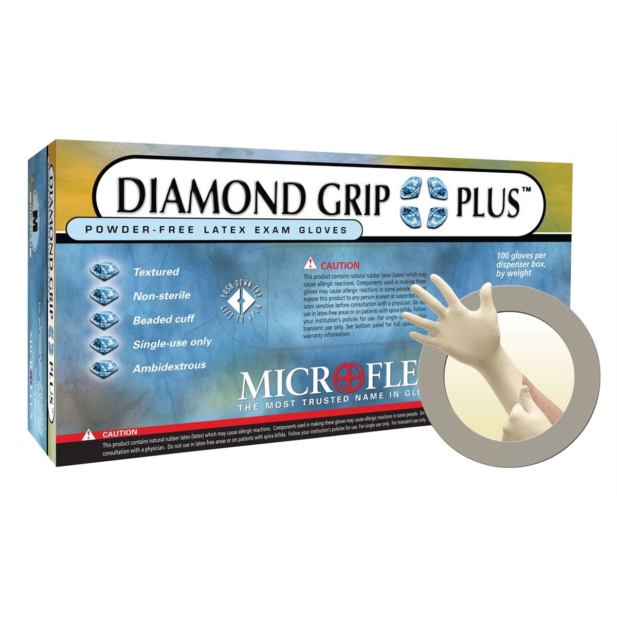 MIC.DGP350-L Microflex DIAMOND GRIP PLUS LATEX GLOVES L 100PK