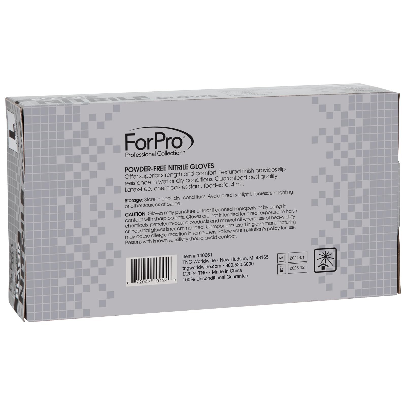 ForPro Nitrile Gloves Chemical Resistant Black Large 100 Ct