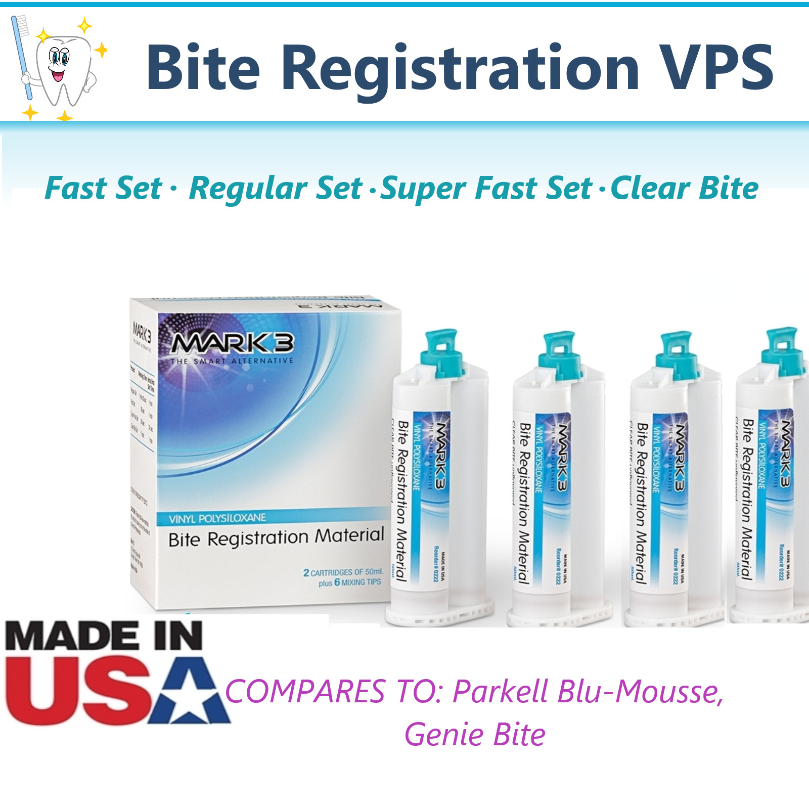 Dental VPS Impression Material Bite Registration FAST or REGULAR Set, Mark3 USA