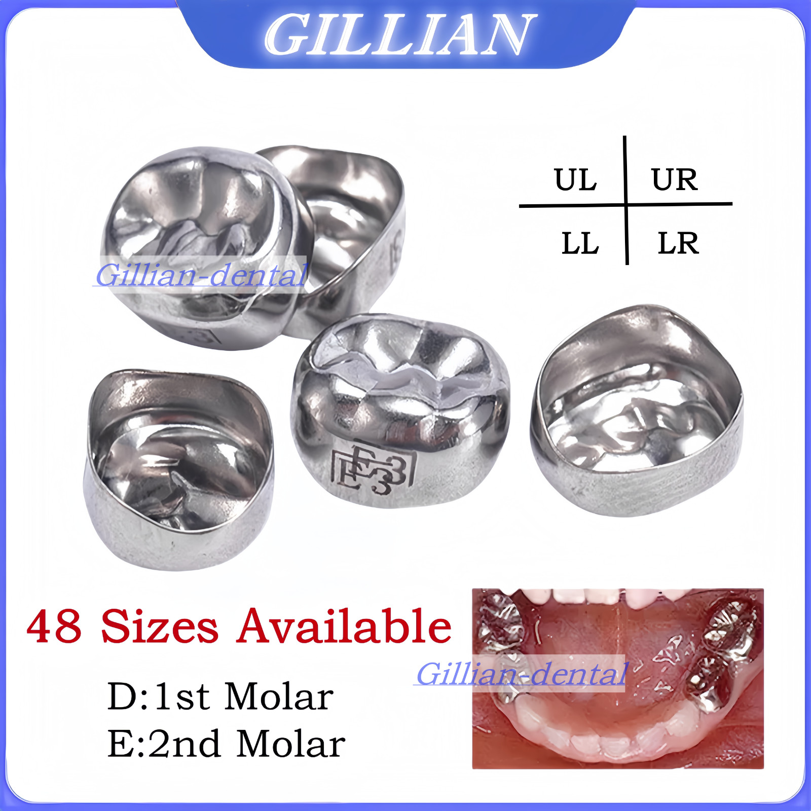 Dental Kids Primary Molar Crowns Stainless Steel Preformed Temporary Crowns