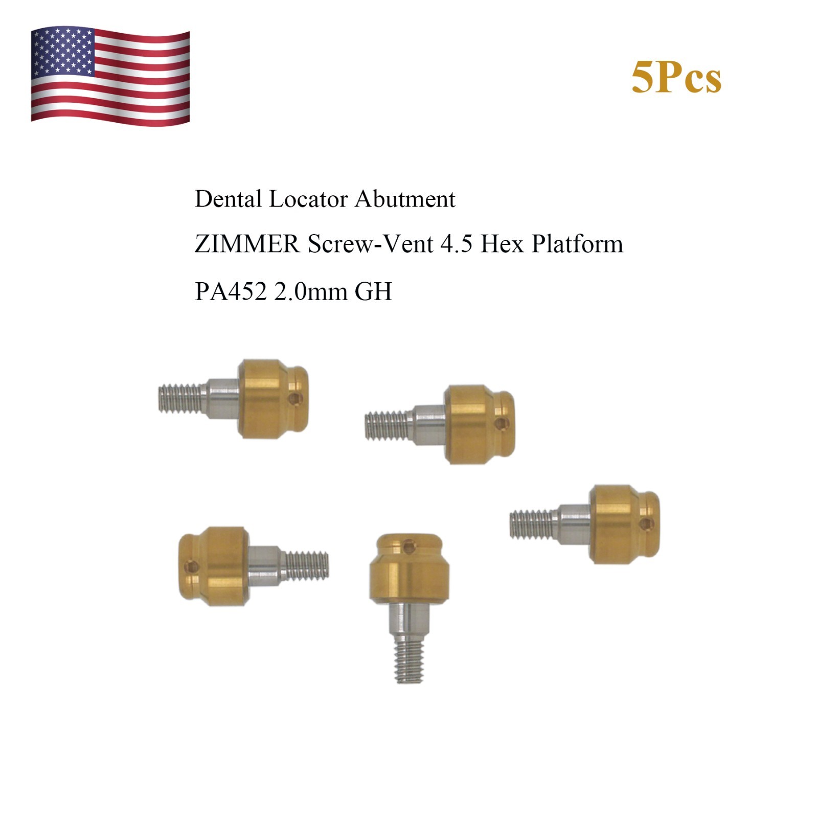 Dental Attachment Locator Abutment for Zimmer Screw-Vent 4.5 Platform 1-5.0mm H