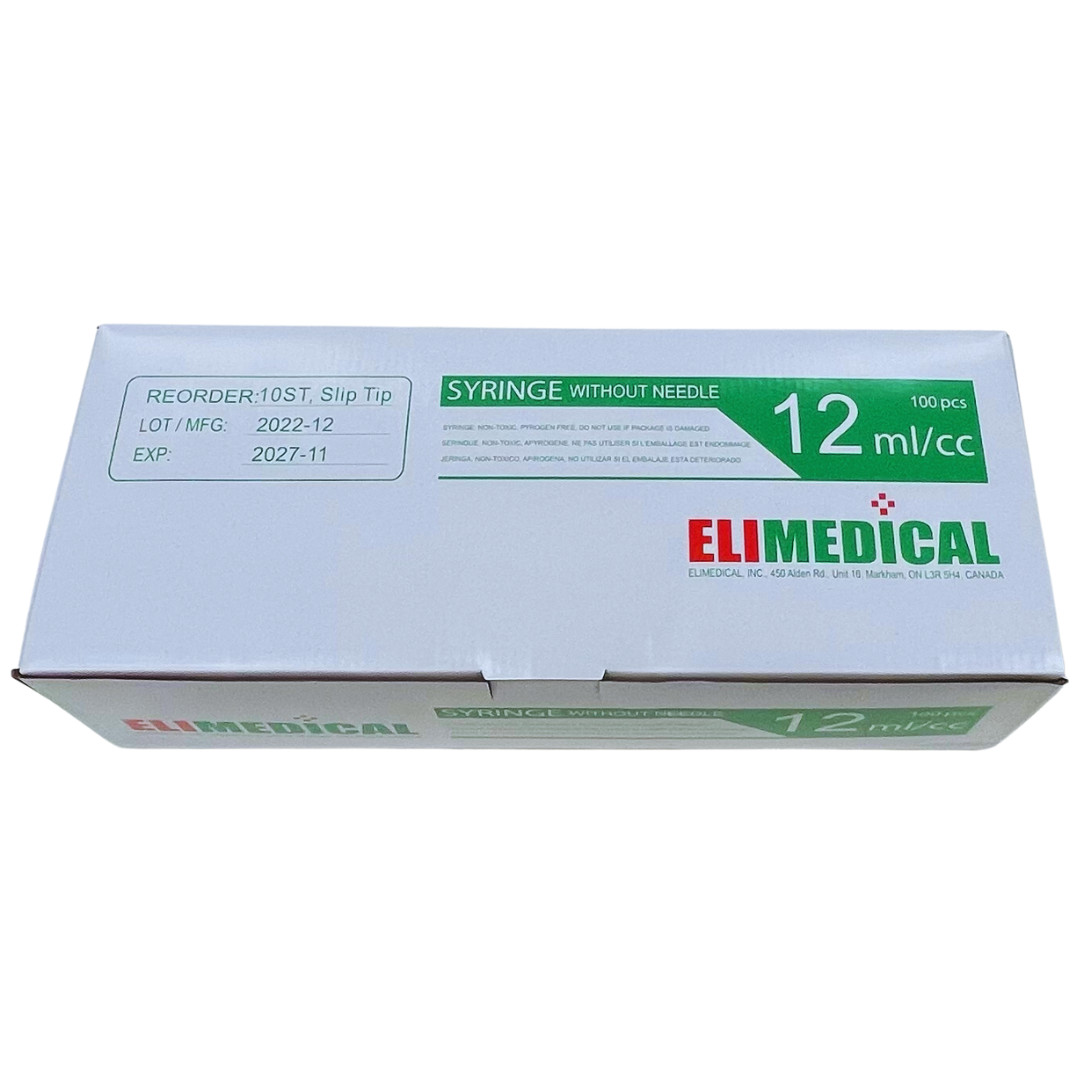 Elimedical Veterinary Syringe, Luer Slip 12cc 100pcs/box 10ST