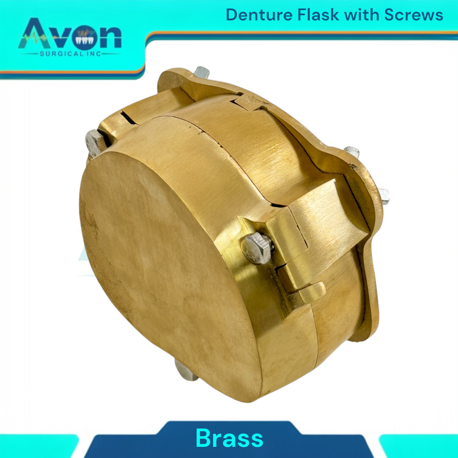 Denture Flask with Screws – Brass – Upper or Lower – Dental Ejector (1 Flask)