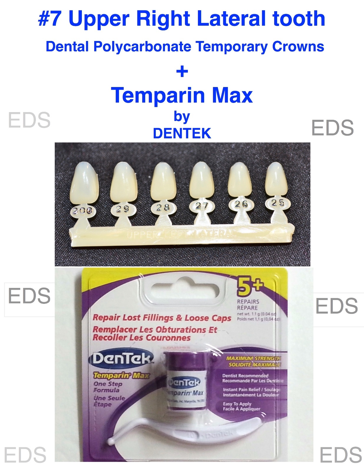 #7 Upper Right Lateral tooth – Dental Polycarbonate Temporary Crowns + DENTEK