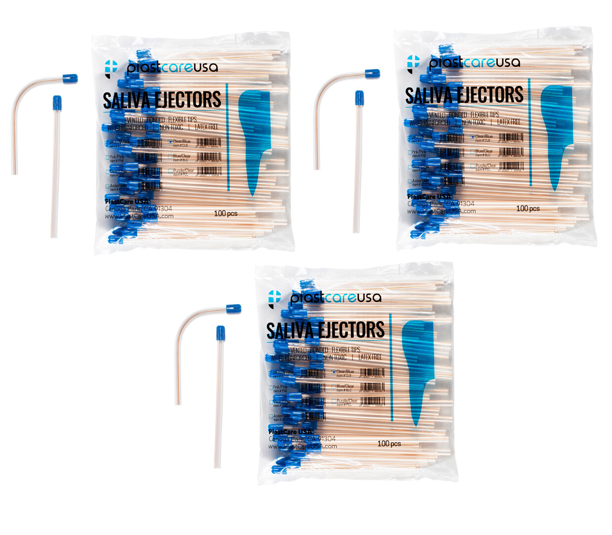 300pcs Saliva Ejectors Disposable Clear/Blue, White/White (3 Bgs) $8.64/Bg CHEAP