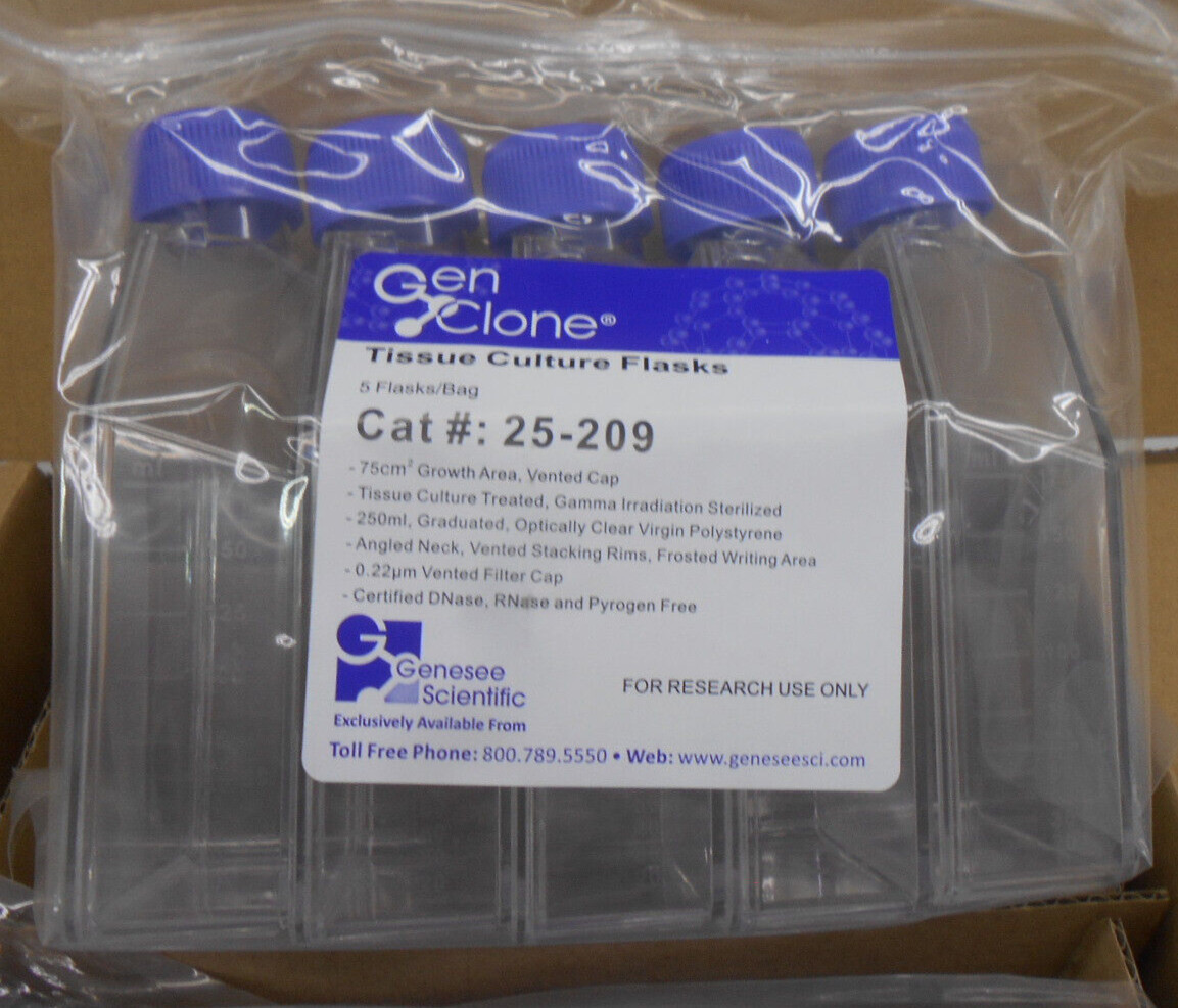 Genesee Scientific GenClone Tissue Culture Flask 25-209 Polystyrene 250ml 25/Box