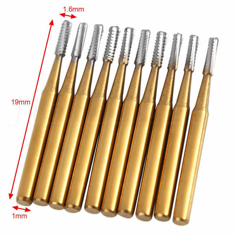10 Pcs FG-1957 High Speed Dental Tungsten Steel Carbide Crown Metal Cutting Burs
