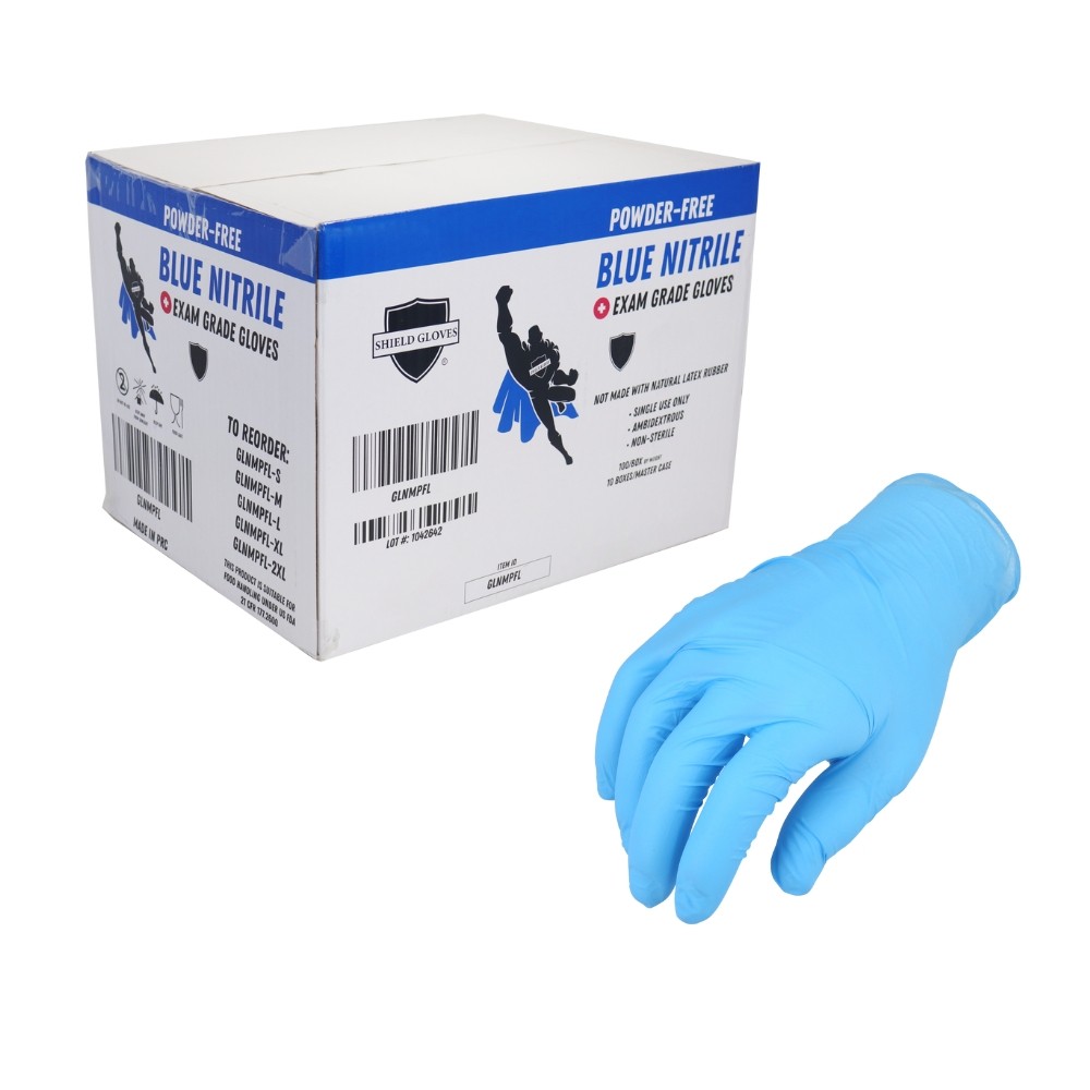 4 Mil Textured Blue Nitrile Exam Powder Free Gloves 2000 Pieces Medium