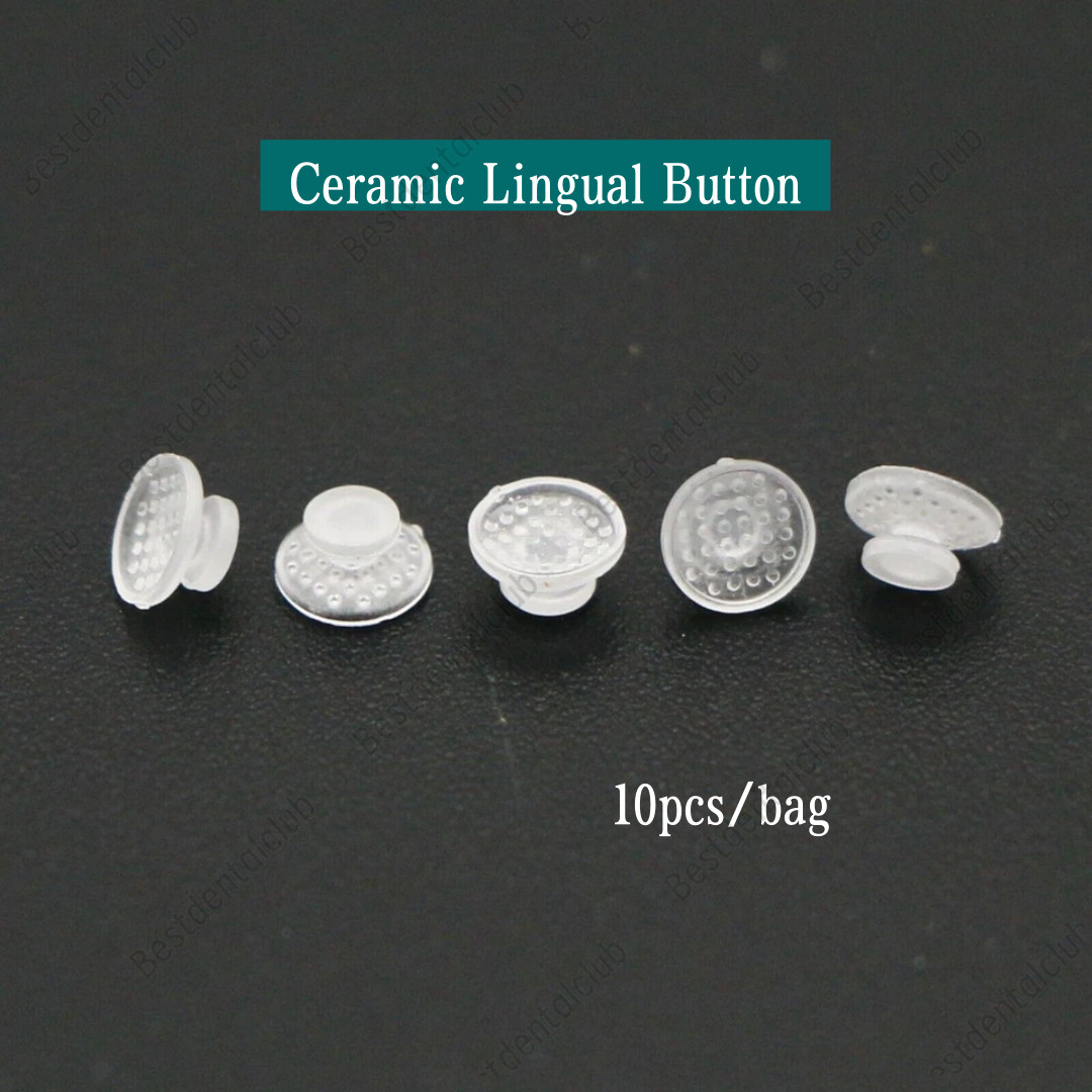 Orthodontic Dental Ceramic Lingual Button Bondable Round Base Clear