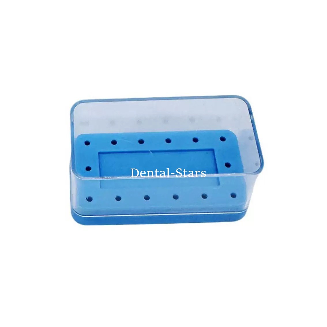 Dental Bur Block Magnetic Rectangle Lab Holder Station Holds 14 Burs 14Hole Blue