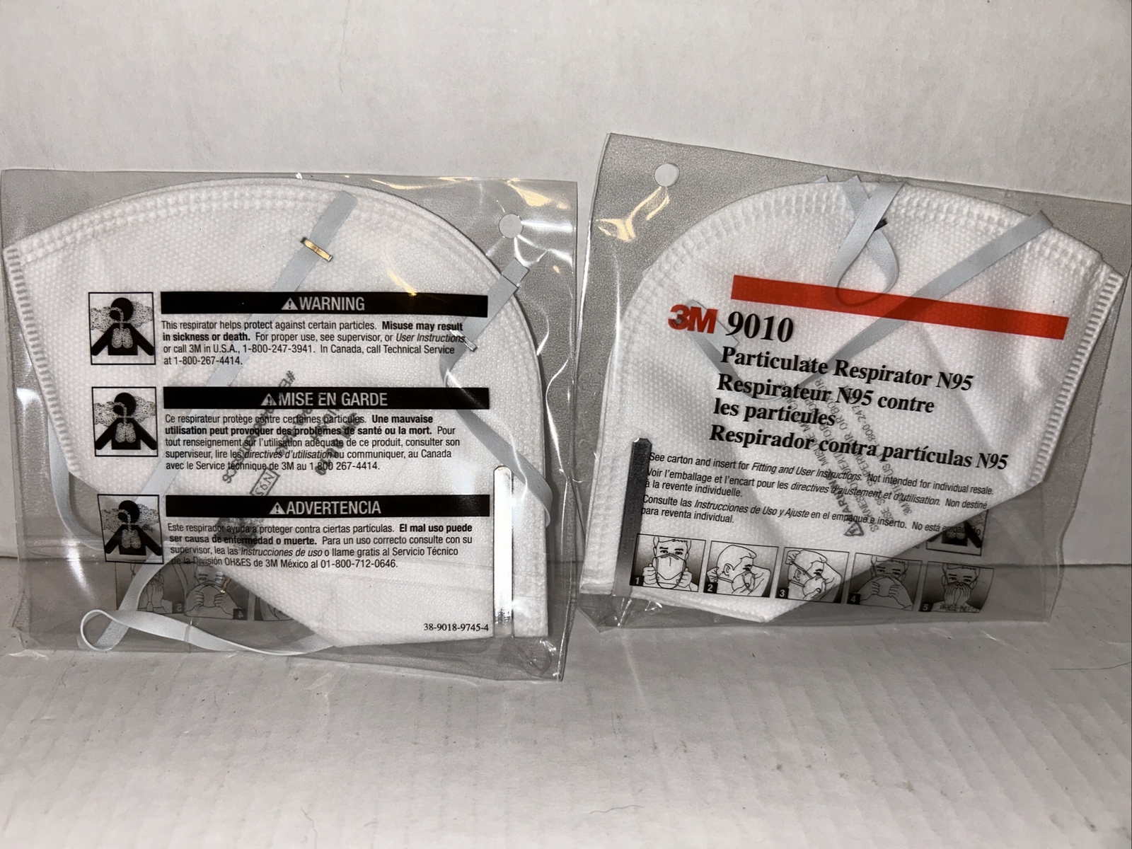 2 PIECE: 3M 9010 N95 Respirator Face Mask Cover NIOSH Approved CDC Level FFP2