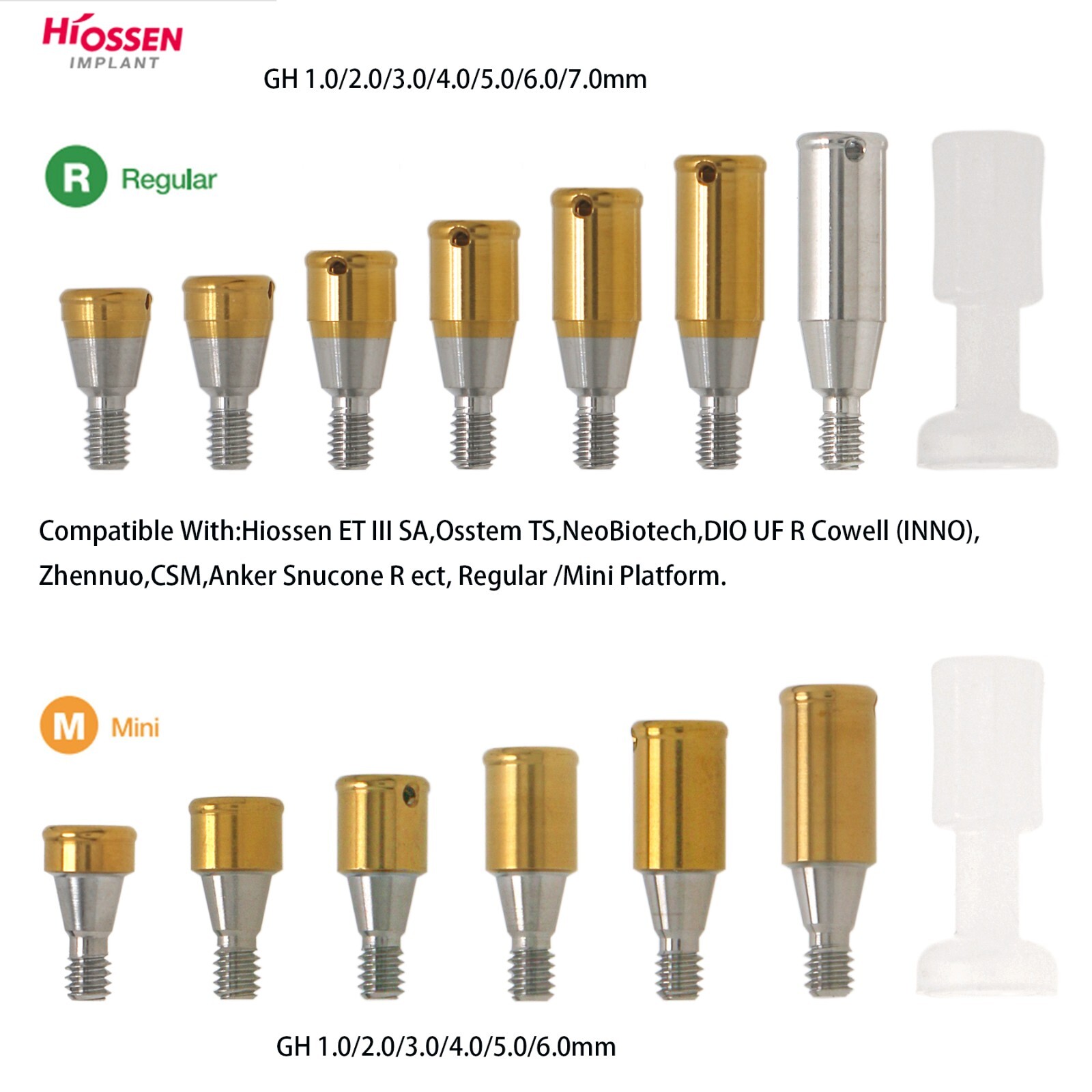 Hiossen Mini/Regular Hex Implants Locator/Healing Abutments Lab Analog Scan Body