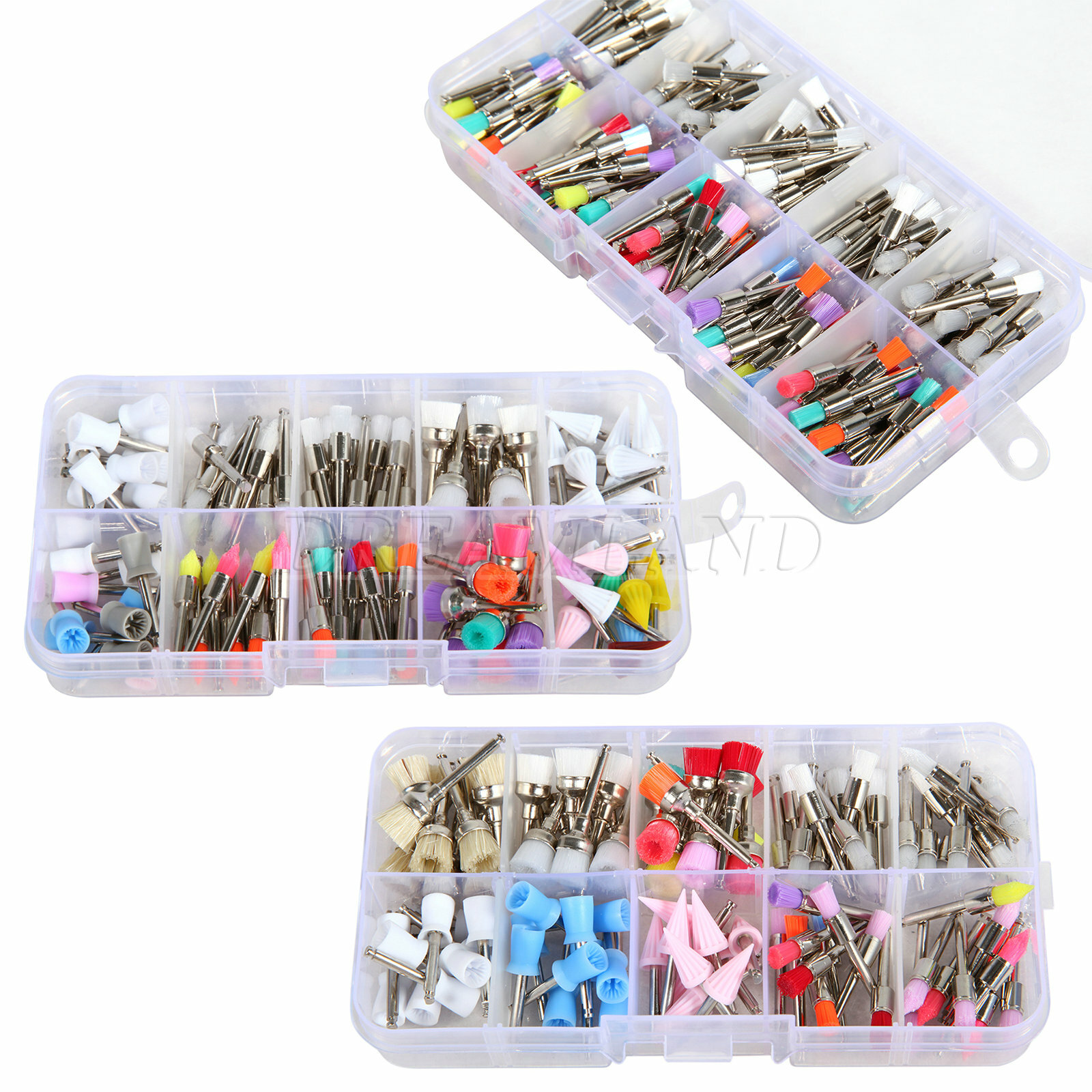100Pcs Dental Mixed Polishing Brushes Cups Rubber Nylon Brush Polisher