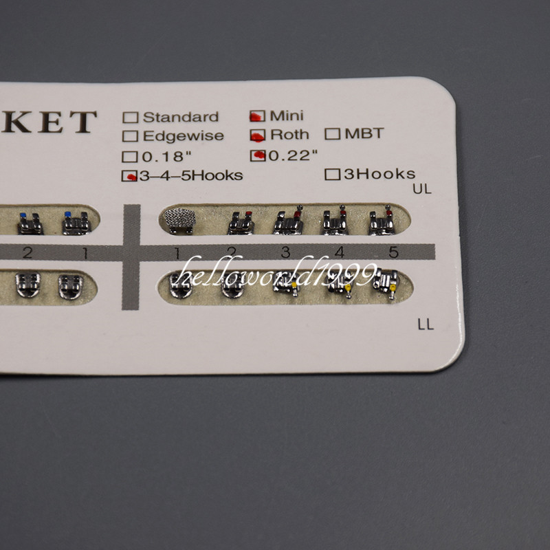 20 Pcs/Set Dental Metal Brace Brackets Orthodontic Mini Roth 022 Slot 345 Hooks