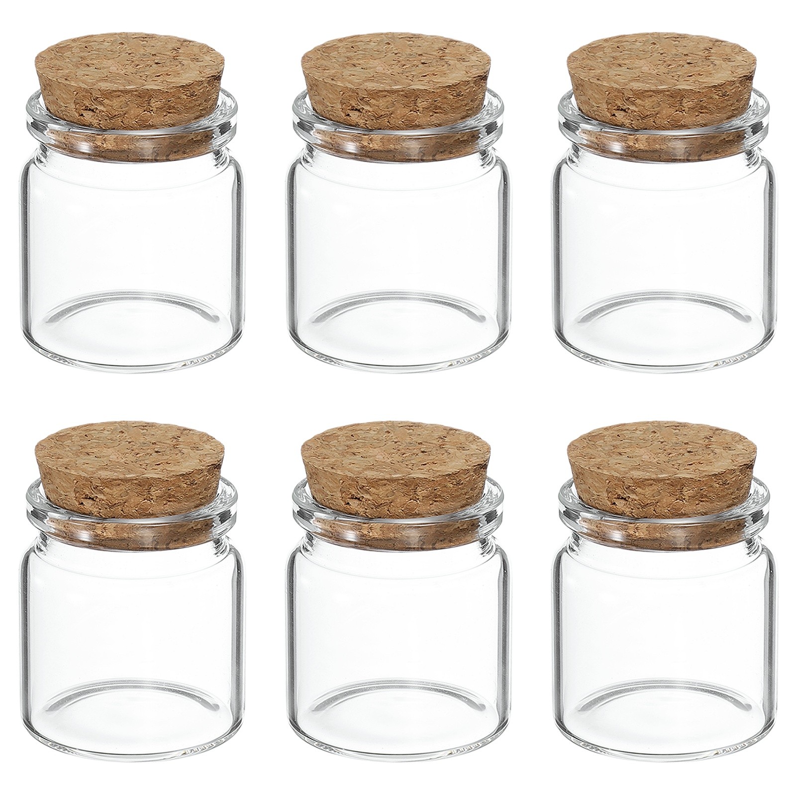 6Pcs Mini Glass Bottles with Cork Stoppers, 25ml Small Clear Glass Jars