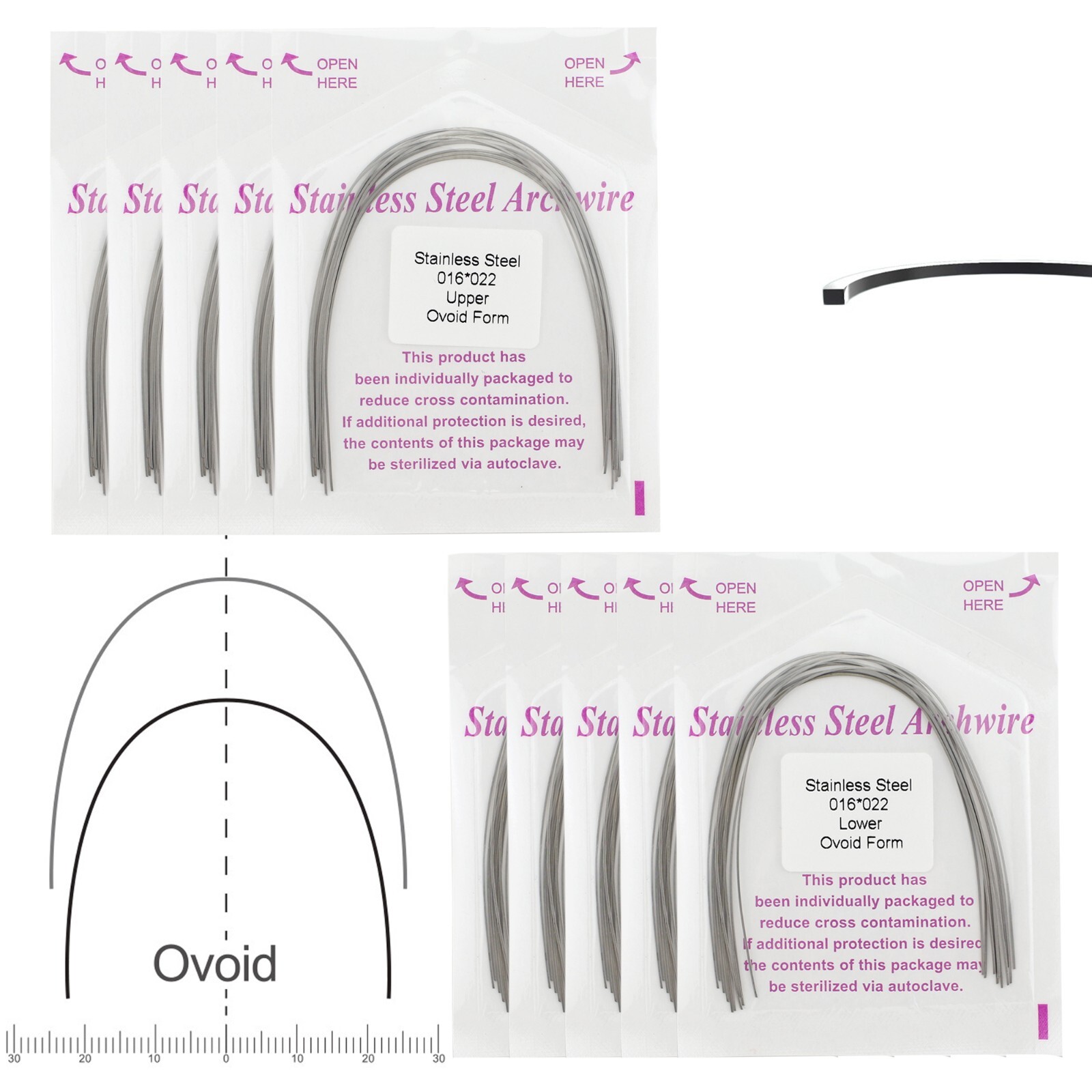 Dental Orthodontic ArchWire Super Elastic NiTi Stainless Steel Round Rectangular