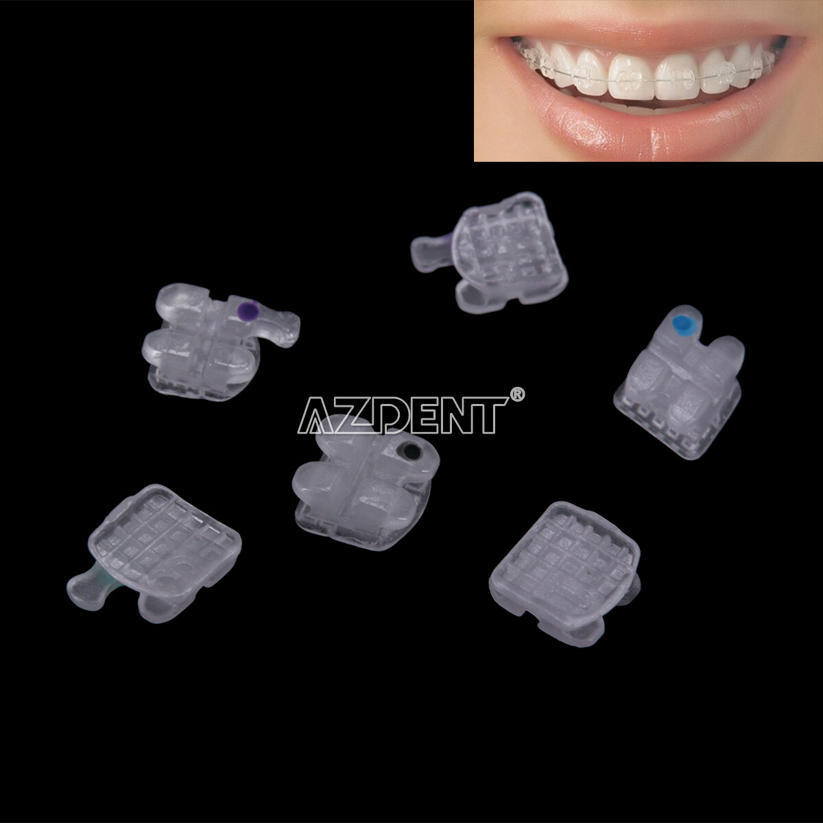 UPS AZDENT Dental Orthodontic Ceramic Brackets Braces Roth 0.022 3-4-5 Hooks