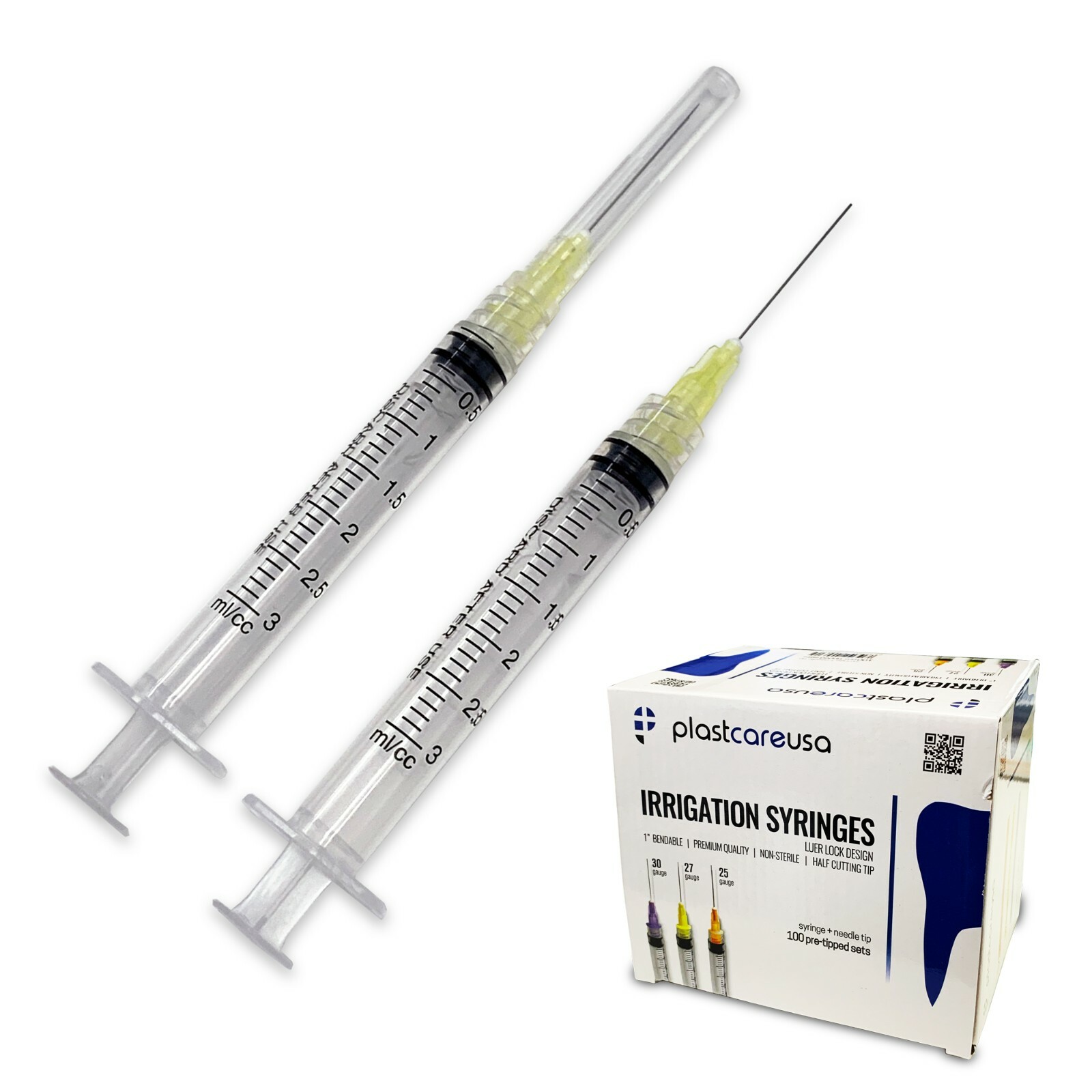 Dental Irrigation Syringes & Tips, 3 cc 27 Gauge – 27G, (Box of 200)