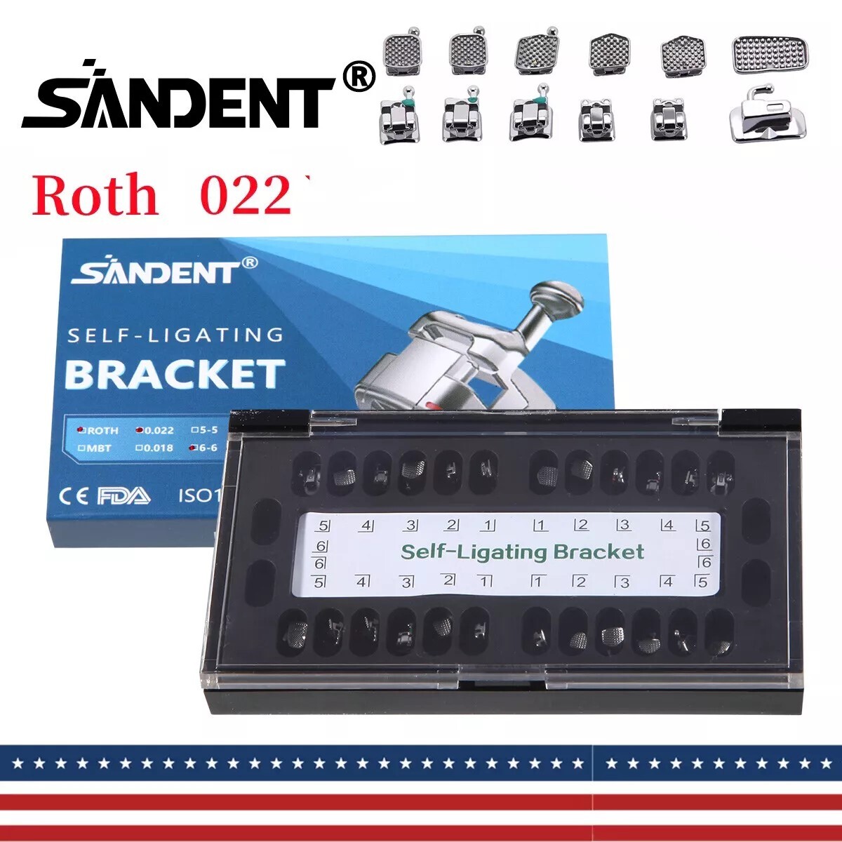 Dental Orthodontic Self-Ligating Brackets Braces Roth 022 Hooks 345 Buccal Tubes