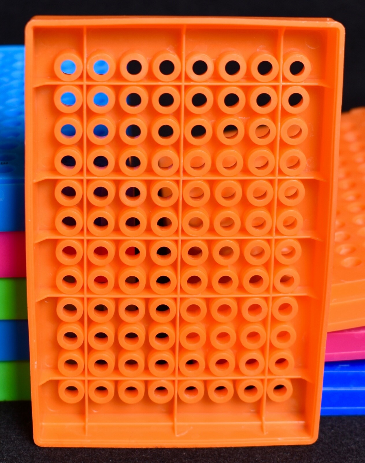 17 Count Tube Rack Holders Pink Yellow Blue Green Red 96 Holes