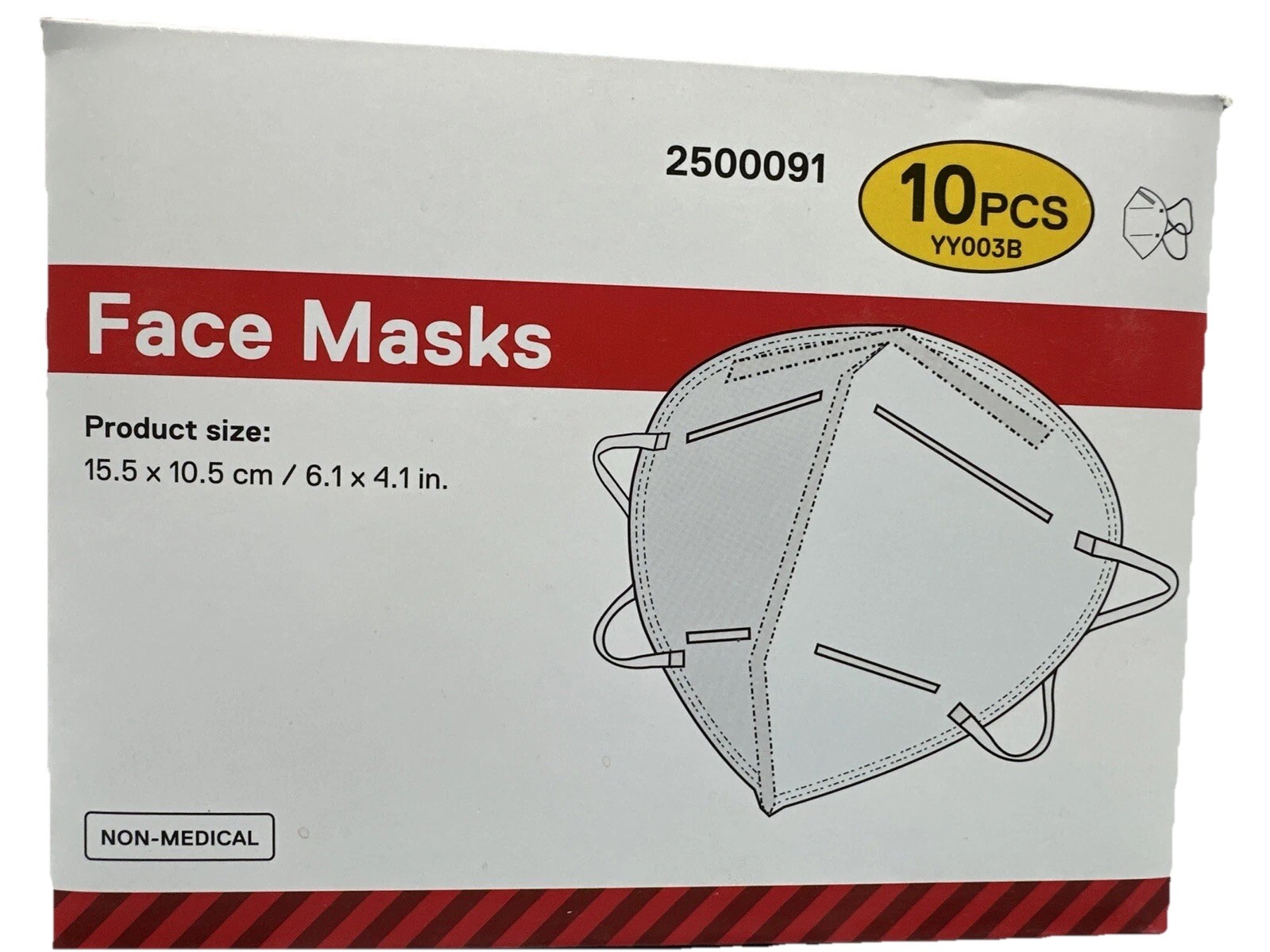 Protective Face Masks 10 Individually Wrapped, 3 Ply, {39}