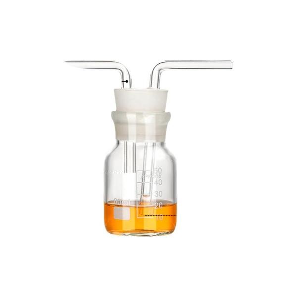 250ml Laboratory Glassware Gas Washing Bottle w/ Scale, Rubber Stopper & Tubes