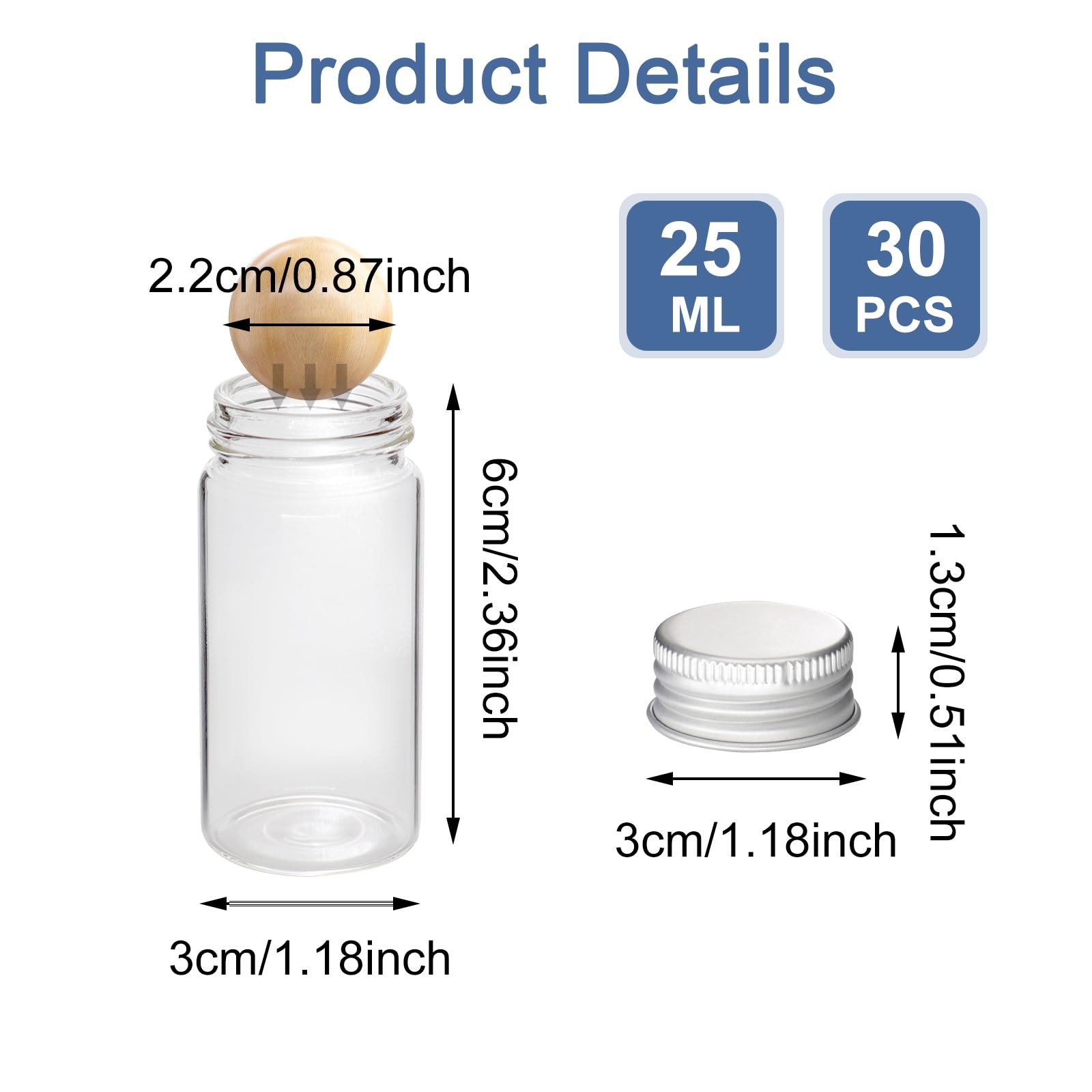 30 Pcs Glass Test Tubes with Screw Caps, 25ml Reusable Transparent Flat Botto…