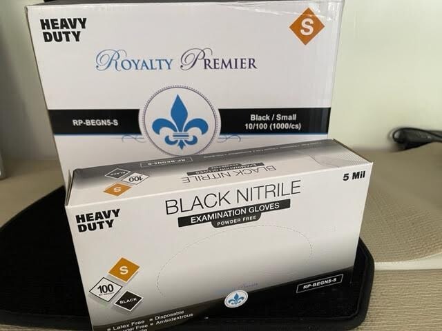 5mil Small Heavy Duty Nitrile Exam Gloves Powder Free Black 1000 Pieces