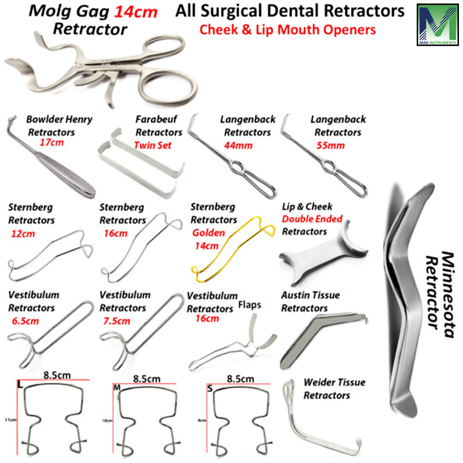 Dental Surgical Retractors Cheek & Lip Orthodontic Mouth Opener Oral Surgery CE