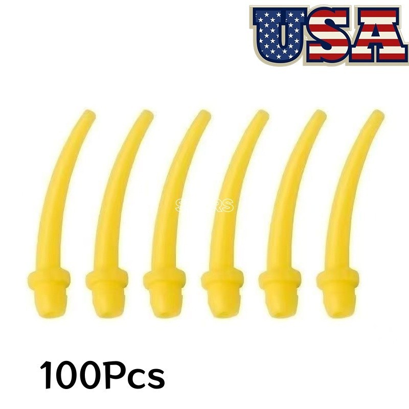 300 Pcs Dental Mixing Tips Intraoral For Impression Material Yellow USA Shipping