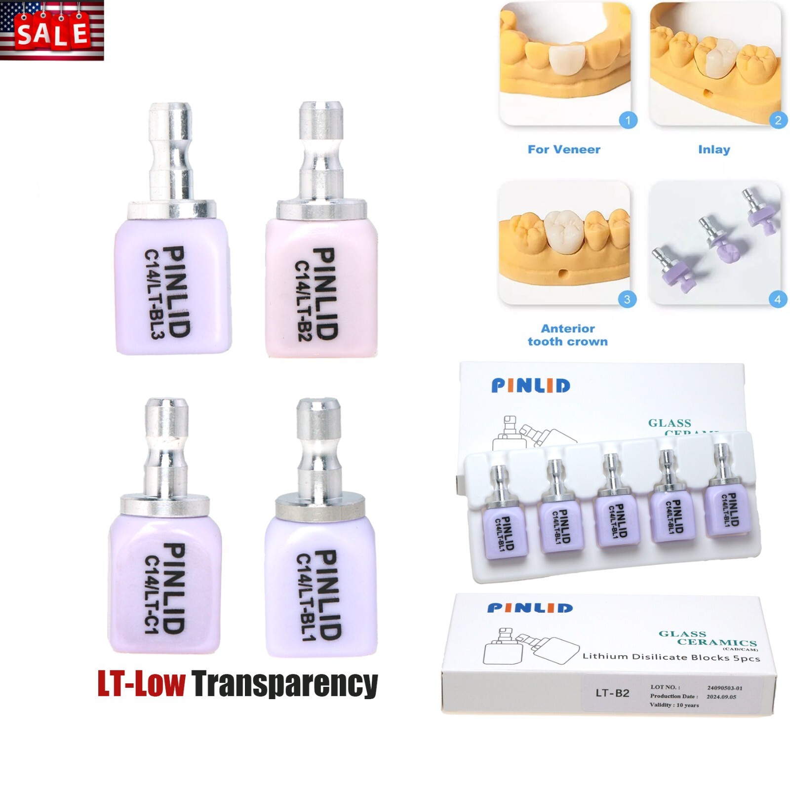 C14 Emax Glass Ceramic Lithium HT/LT Transparency Cerec blocks Dislicate CAD/CAM