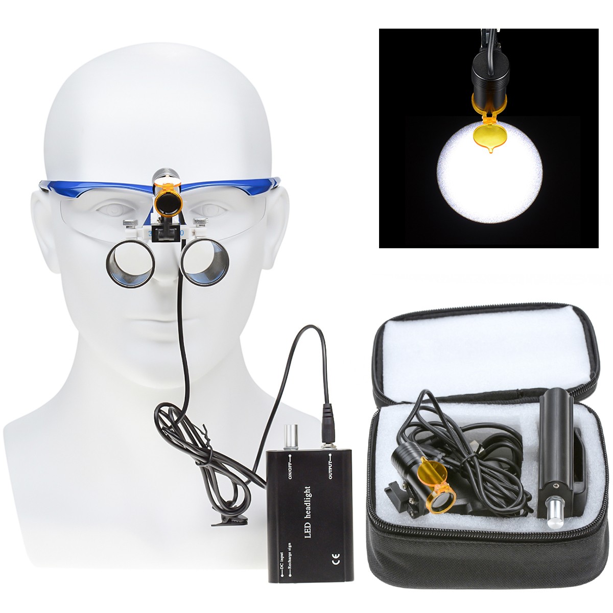 5W Dental Plastic Clip LED Headlight High Power Lamp+ Light Shield DY-008 Black