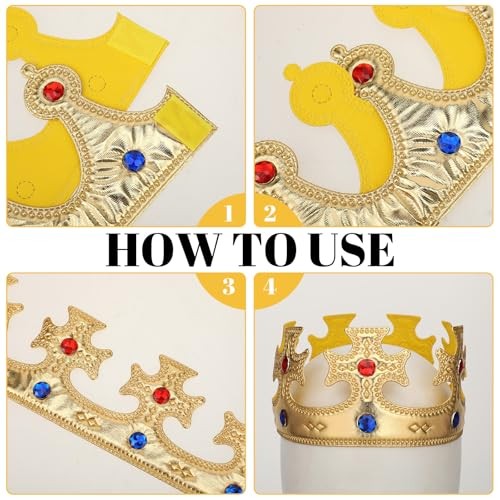 6pc Birthday King Queen Crown Foam Gold Rhinestone Party
