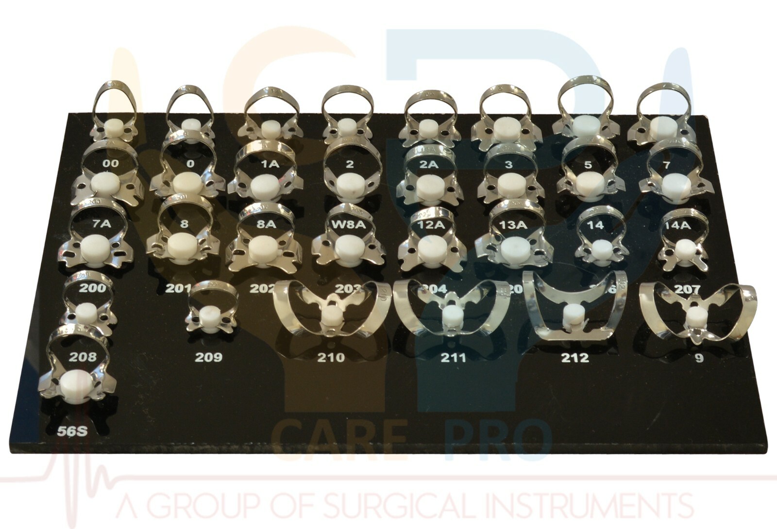 31 PCS ENDODONTIC RUBBER DAM CLAMP Dental Instruments ENDO With Black Tray