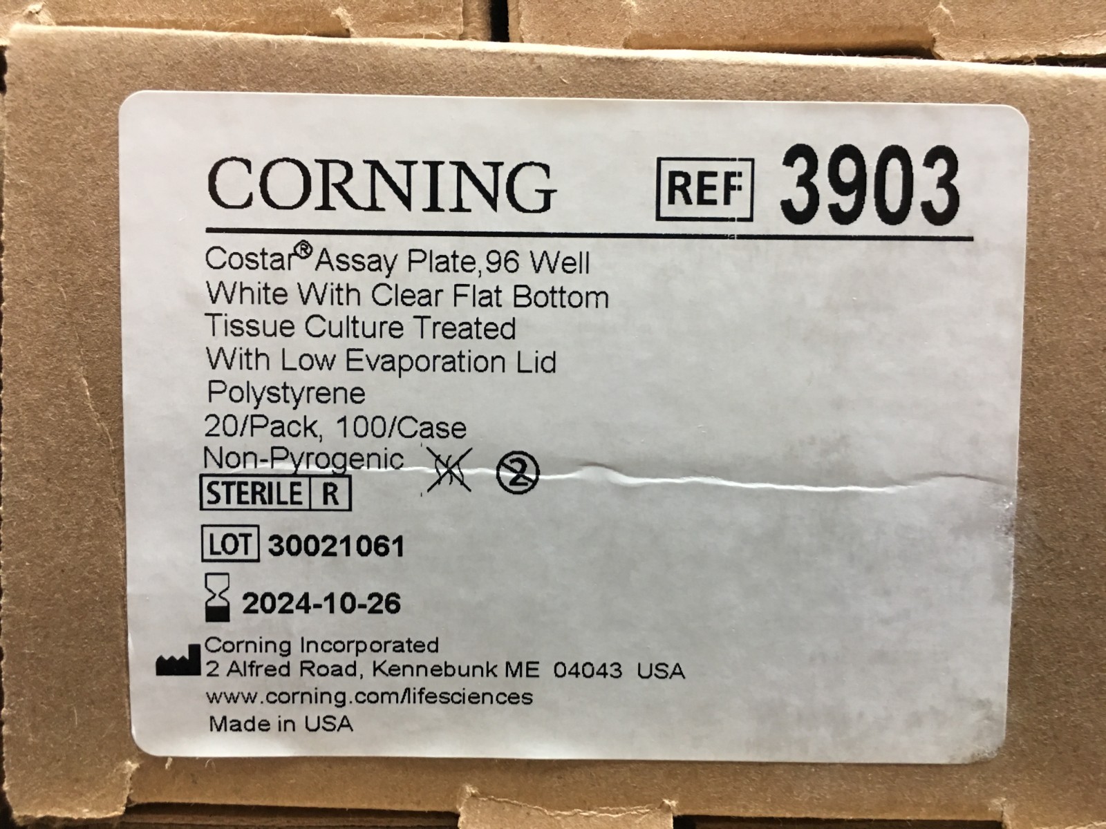 Corning REF 3903 96 Well Flat Clear Bottom White TC Treated Microplates Lot 8PKS