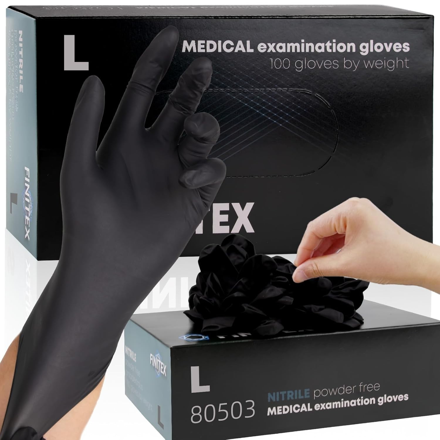 Medical Exam Gloves, Latex-Free, 5mil Nitrile, 100 PCS Large