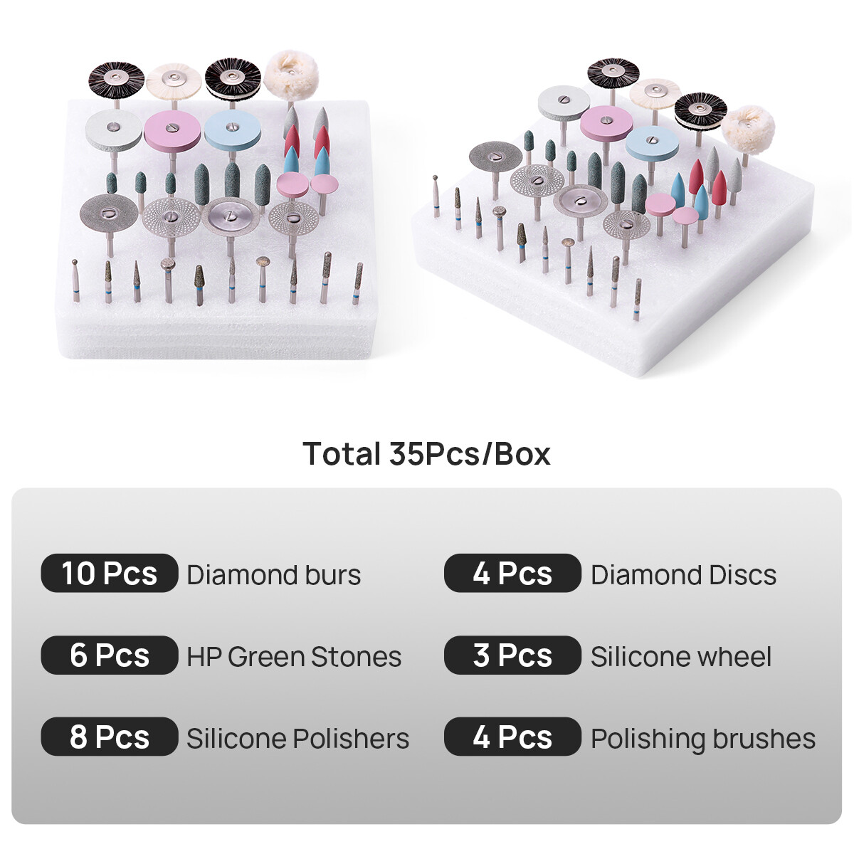 Dental RA HP Diamond Polishing Burs Disc Brushes Kit for Porcelain Ceramics