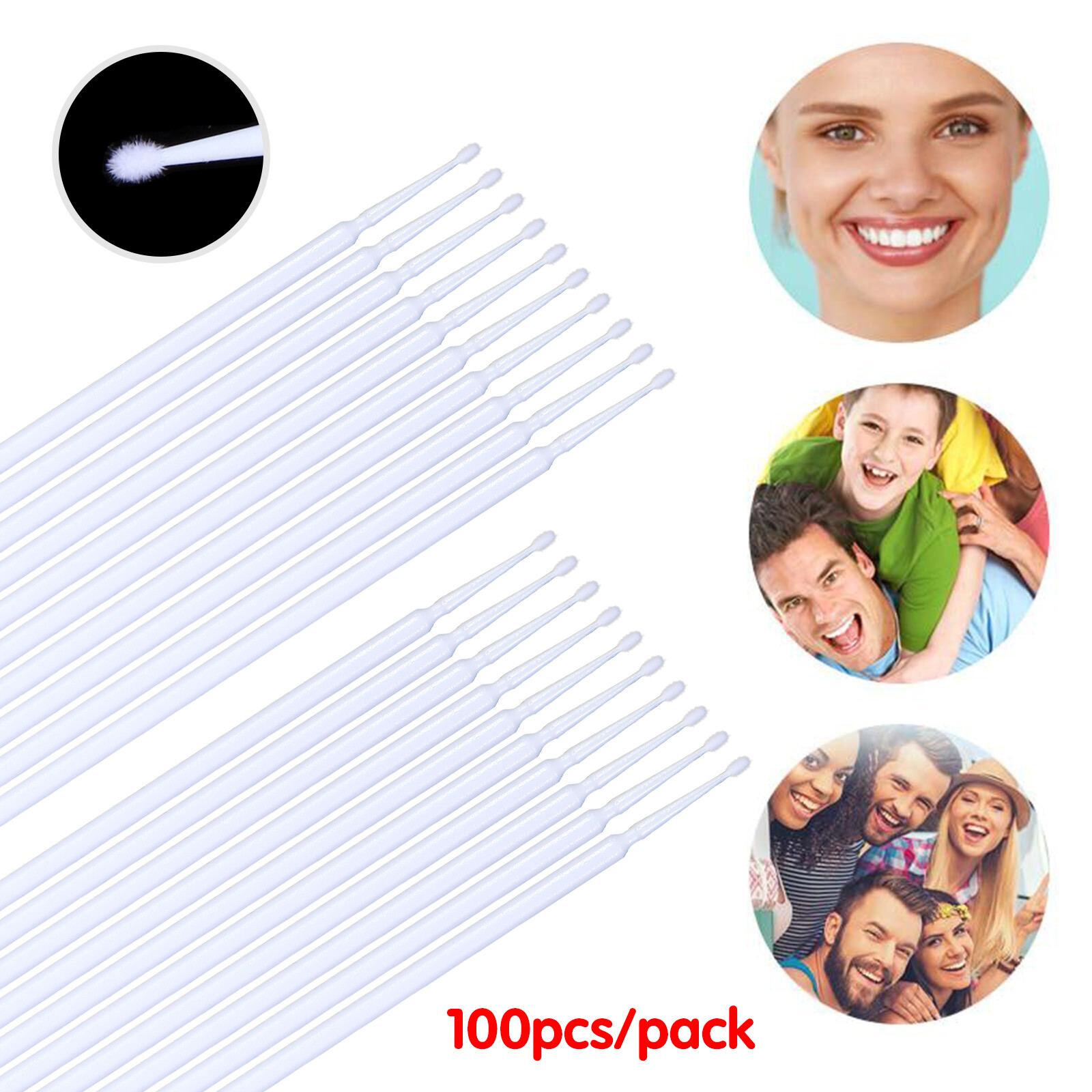 USA Micro Brushes Applicators Microbrush Dental Eye Fine 1.5mm White 100pcs/pack