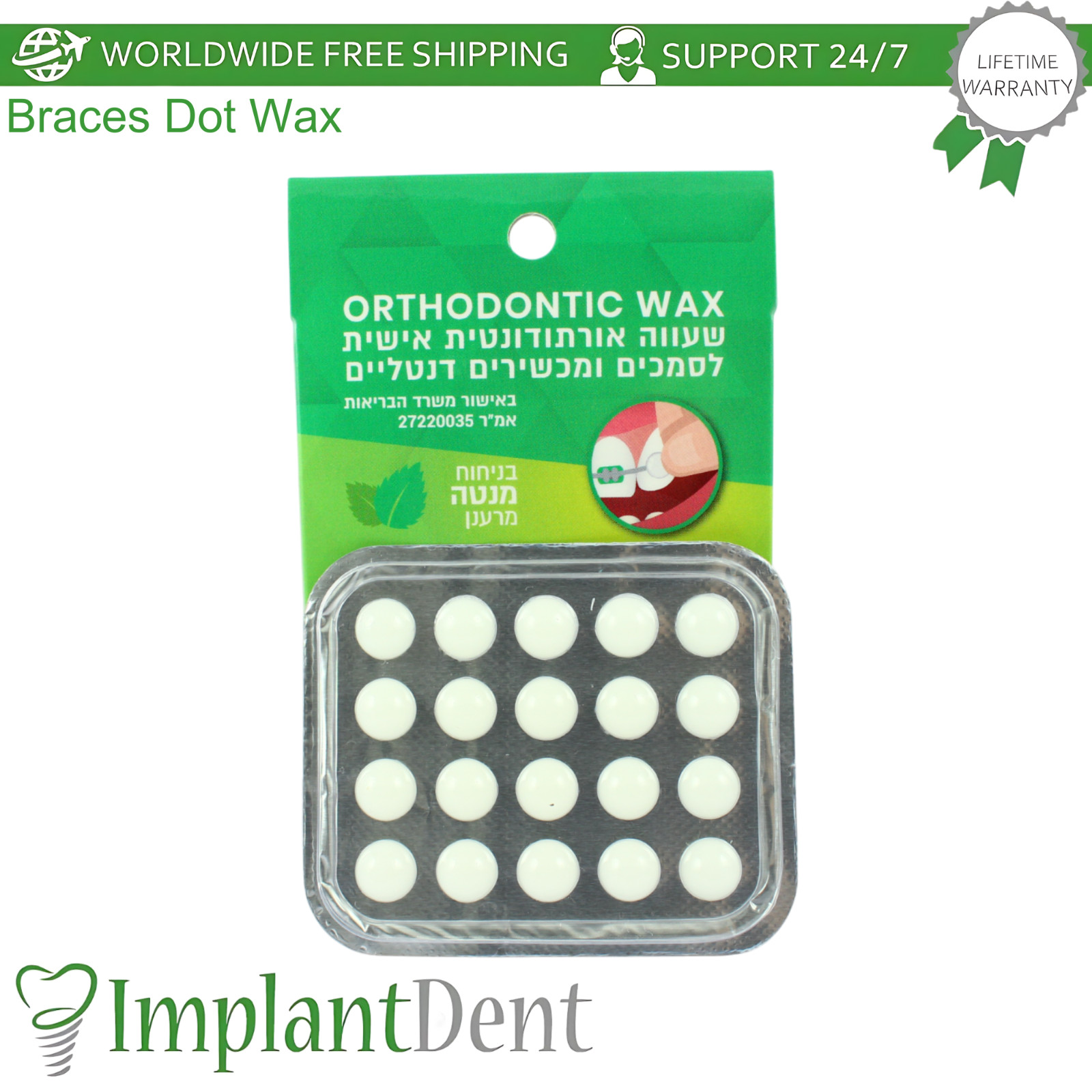20pcs Ready To Use Braces Dot Wax For Teeth Clear Color Mint Flavor Pre-Shaped