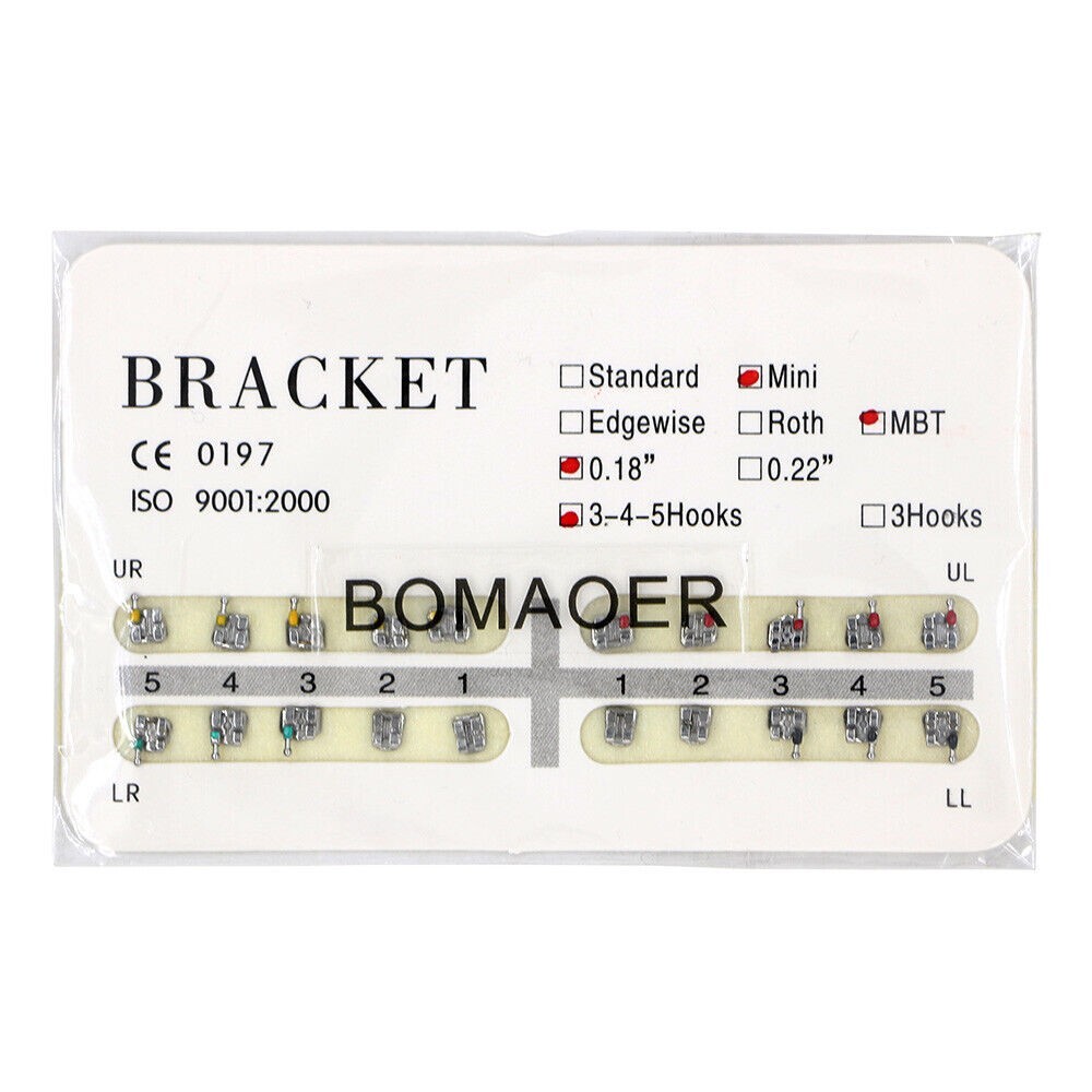 1×Dental Orthodontic Mental Bracket Brace Mini MBT 018 345hooks 1kit 20pcs/set