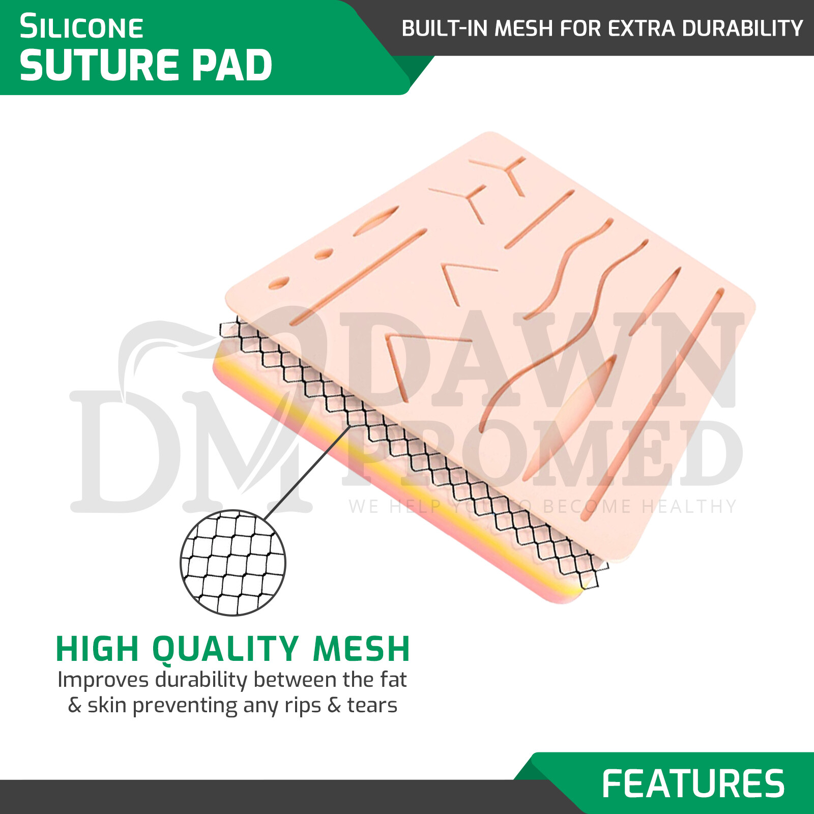10 Pcs Medical Skin Suture Practice Silicone Pad Wound Simulated Training Kit