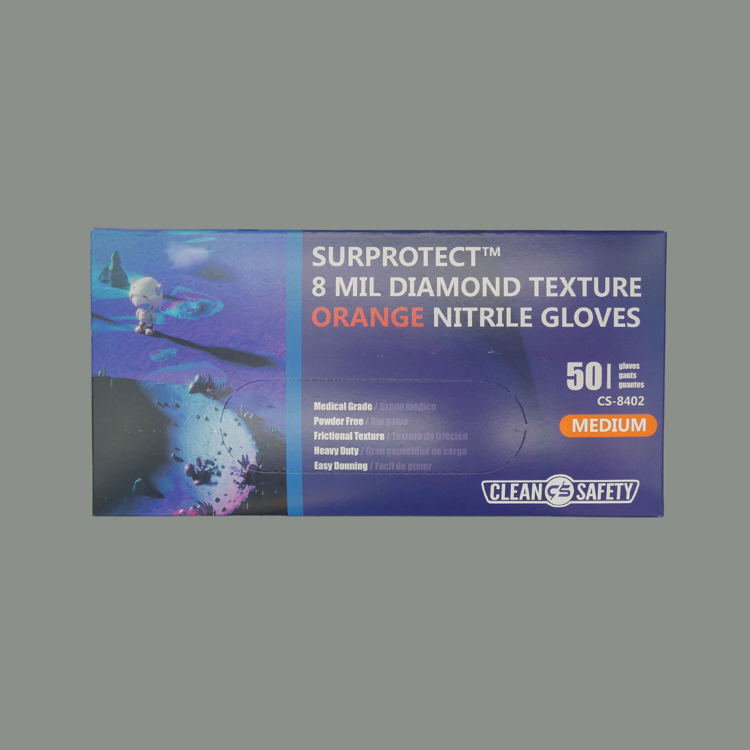 Surprotect Diamond Texture Orange Nitrile Gloves (8 MIL), 50/box