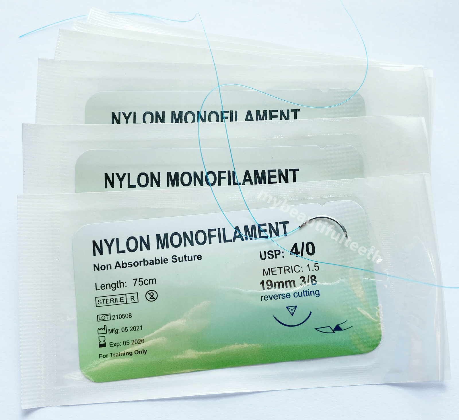 100Pcs Nylon Usp 4/0 Reverse Cut Metric Study Sutures Practice Suture Dental