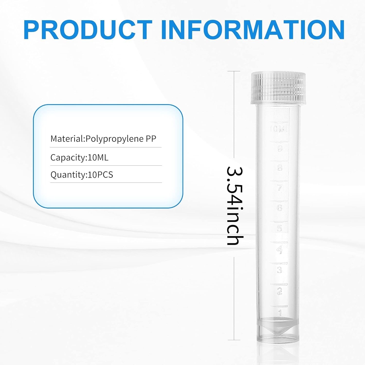 10pcs 10ml High-Quality Lab Tubes Vials with Sealing Caps – Durable & Clear
