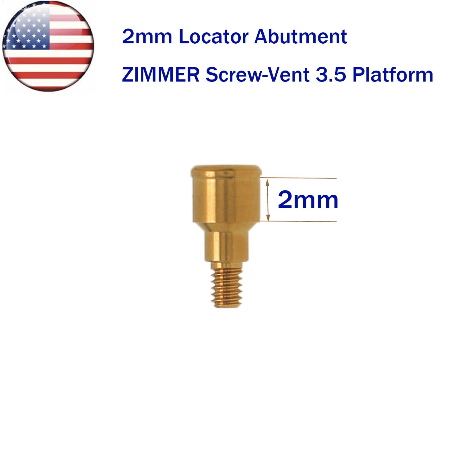 US Dental Attachment Abutment PAØ3.5mm Removable Male Caps Tool for Zimmer