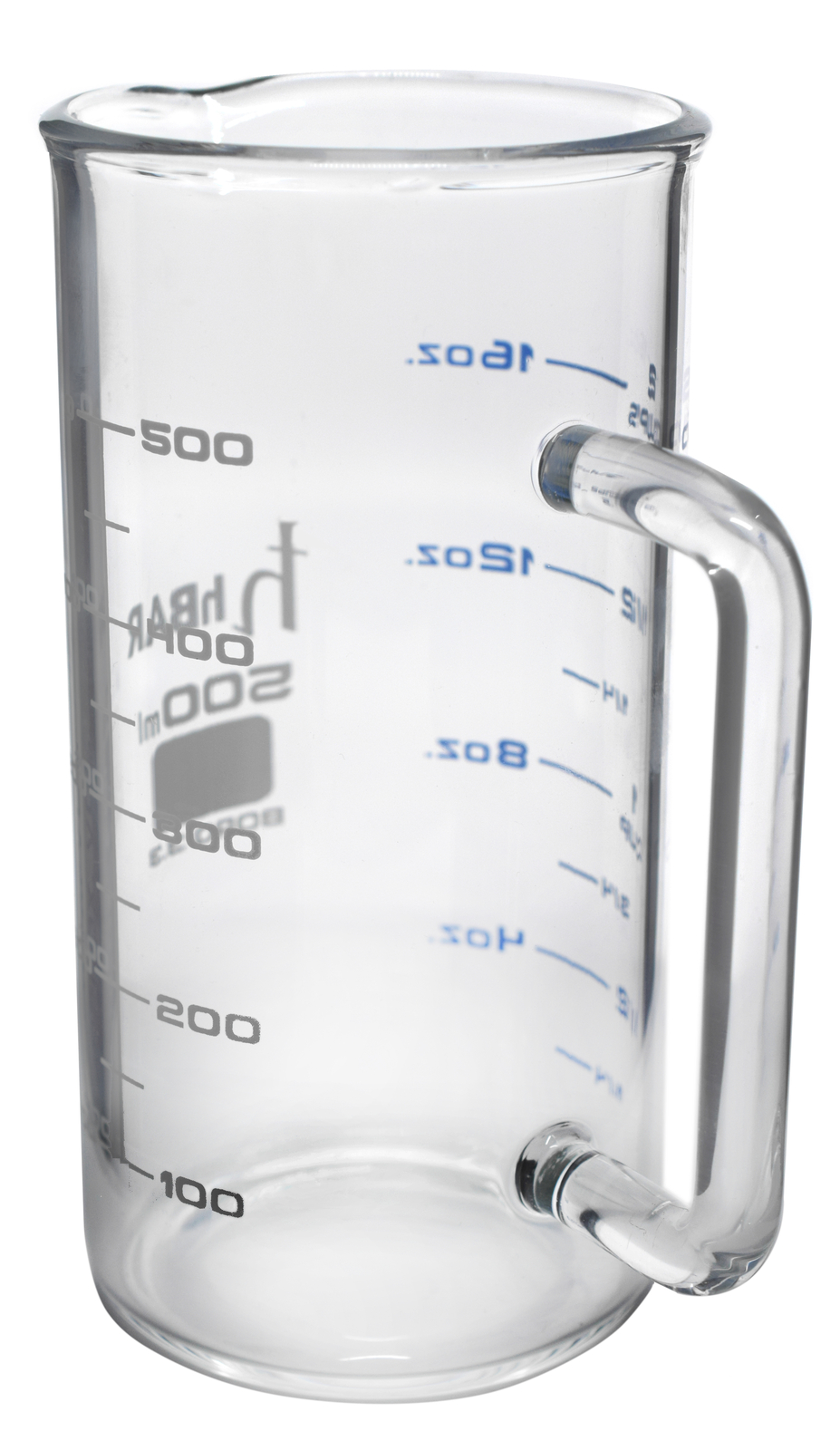 Premium Beaker Mug, Tall Form, Spout – Heavy Duty Borosilicate Glass – hBARSCI