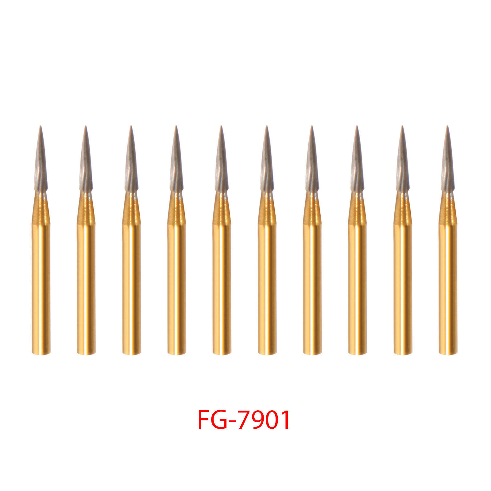 Dental Tungsten Carbide Gold Burs Trimming & Finishing & Polishing Flame FG7901