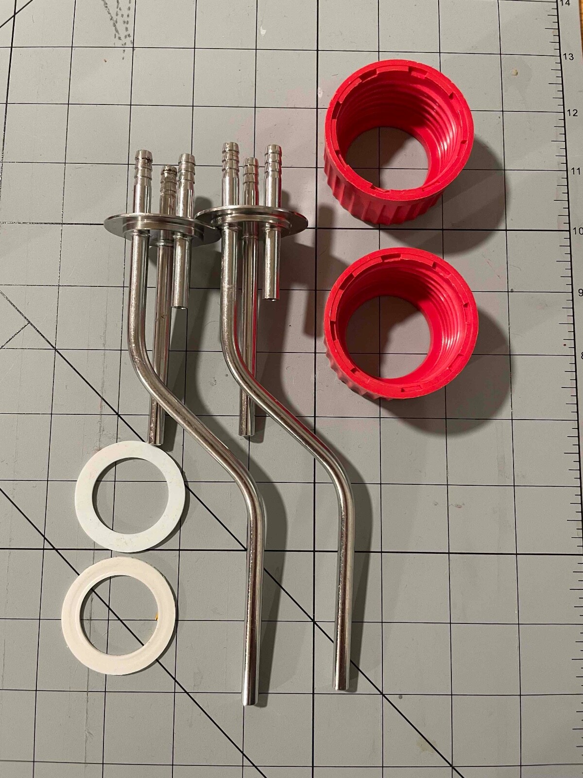 Duran Stainless Steel 3 Port Feed Bottle Assembly (bent-shaft) for GL-45 Cap